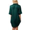 thumbnail image 4 of Anygrew Womens Nightgown Satin Button Down 3/4 Sleeve Sleepshirt Boyfriend Notch Collar Nightshirt Sleepwear, 4 of 7