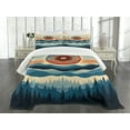 thumbnail image 3 of Ambesonne Boho Quilted Bedspread Set 3 Pcs, Mid Century Wilderness Mounts, Queen Size, Cream Sea Blue Dark Grey, 3 of 4
