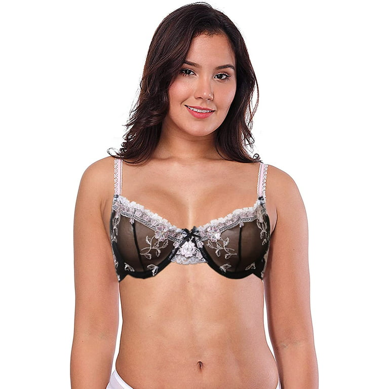 Buy Women's See Through Bras and Panties Sets Sheer Unlined Lace