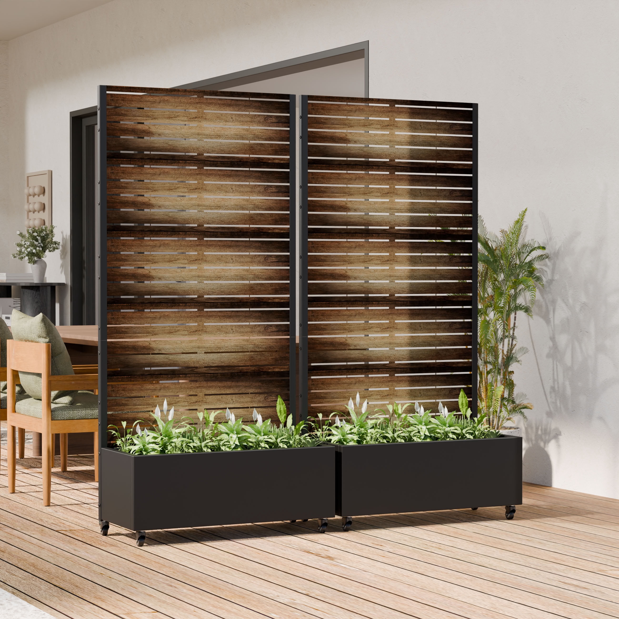 MAYEERTY 72*35in Outdoor Metal Planter Box, Contemporary Metal Planter, Decorative Garden Planter Box for Patio, Balcony, Backyard