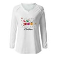 thumbnail image 4 of EchfiProm Womens V Neck Shirts White Comfy Christmas Long Sleeve Graphic Snowman Xmas T Shirts for Female, 4 of 6