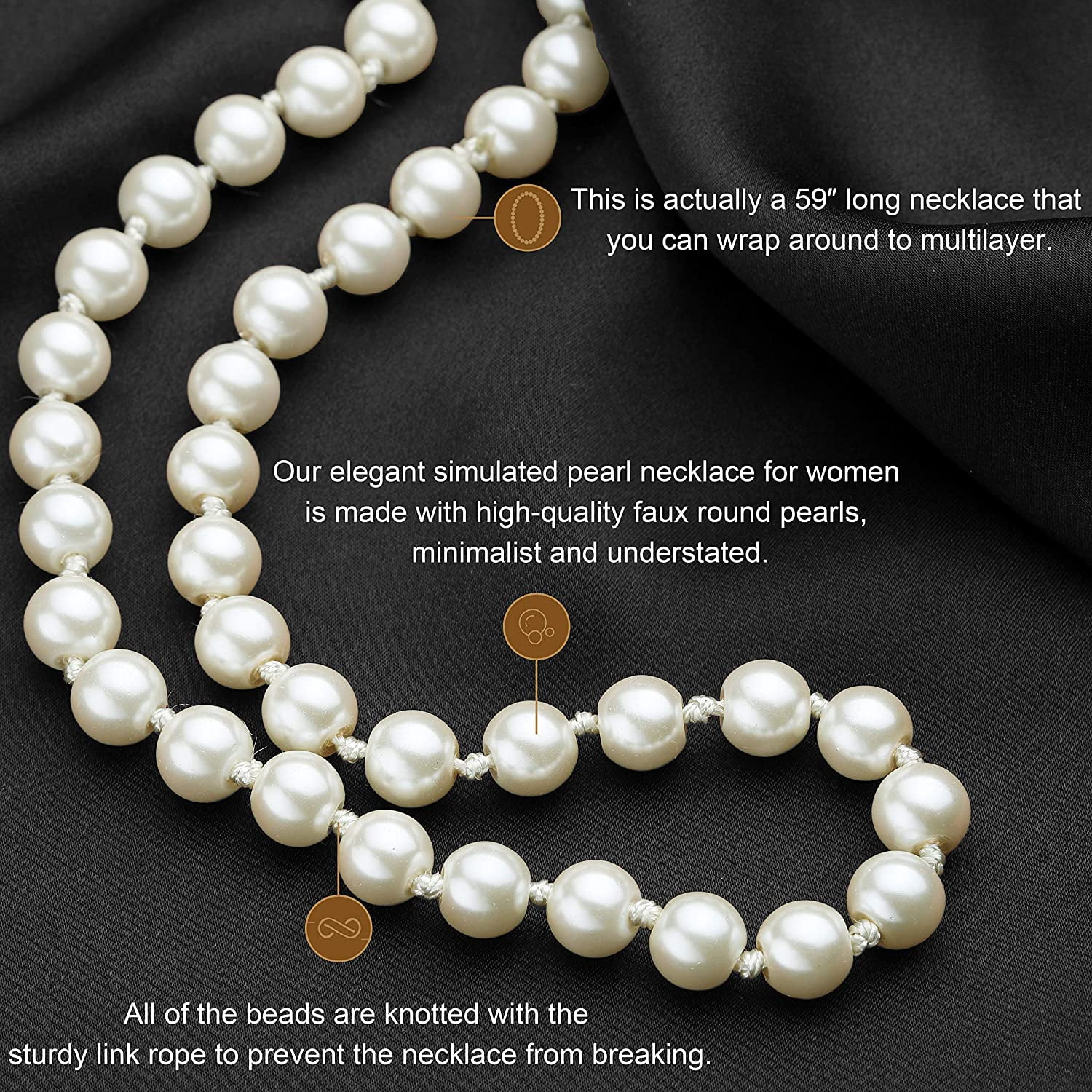 Art Deco Fashion Faux Pearls Necklace 