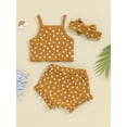 thumbnail image 4 of Biezeib Baby Girls 3 Piece Outfits Floral Print Sleeveless Camisole Tops and Elastic Ruffled Shorts Headband Set Summer Clothes, 4 of 9