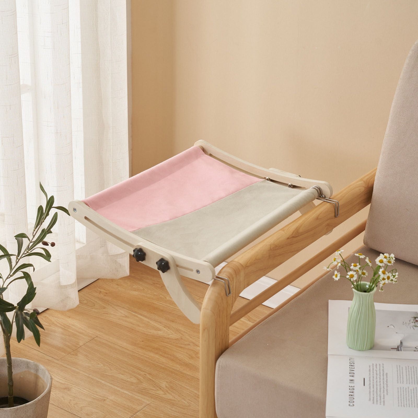 Cat Window Perch, Cat Radiator Bed Hammock,  Holds Up to 18kg Wooden Seat Cats Bed, No-Screw Adjustable and Suction Cups,  for Windowsill, Bedside, Radiator, Easy Assembly