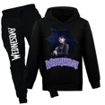 thumbnail image 2 of Sudadera con capucha Wednesday Adams para niños, sudadera con capucha para niños y niñas, sudadera estampada para niños pequeños de 3 a 12 años, conjunto deportivo, abrigo, ropa negra, 2 of 5
