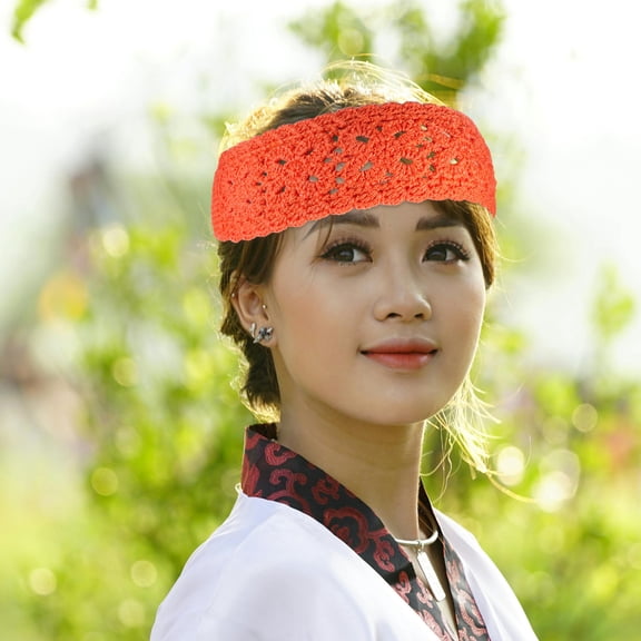 Hytrove Cute Headbands For Women Wide Headbands Knitted Cotton Orange 1Pack 90.00X7.00X0.50in