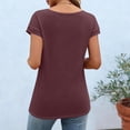 thumbnail image 2 of TaTaai 2026 Spring Summer Solid Color Short Sleeve Top for Women Round Neck Button Front Casual Blouse Basic Tee Comfy Daily Vacation Outfits Gift, 2 of 9