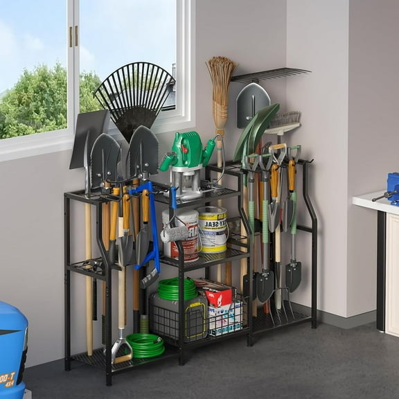Garden Tool Organizer, Heavy Duty Yard Tool Tower Rack for Garage Organization and Storage