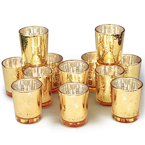 Set of 12 Mercury Glass Votive Candle Tealight Holders Ideal for Wedding Decor 