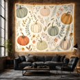 thumbnail image 6 of Watercolor Pumpkins on Parchment Background, Cozy Rustic for Cottagecore Lovers, Botanical Art Decor, Thanksgiving Gift Tapestry Wall Hanging for Living Room and Bedroom, 6 of 7