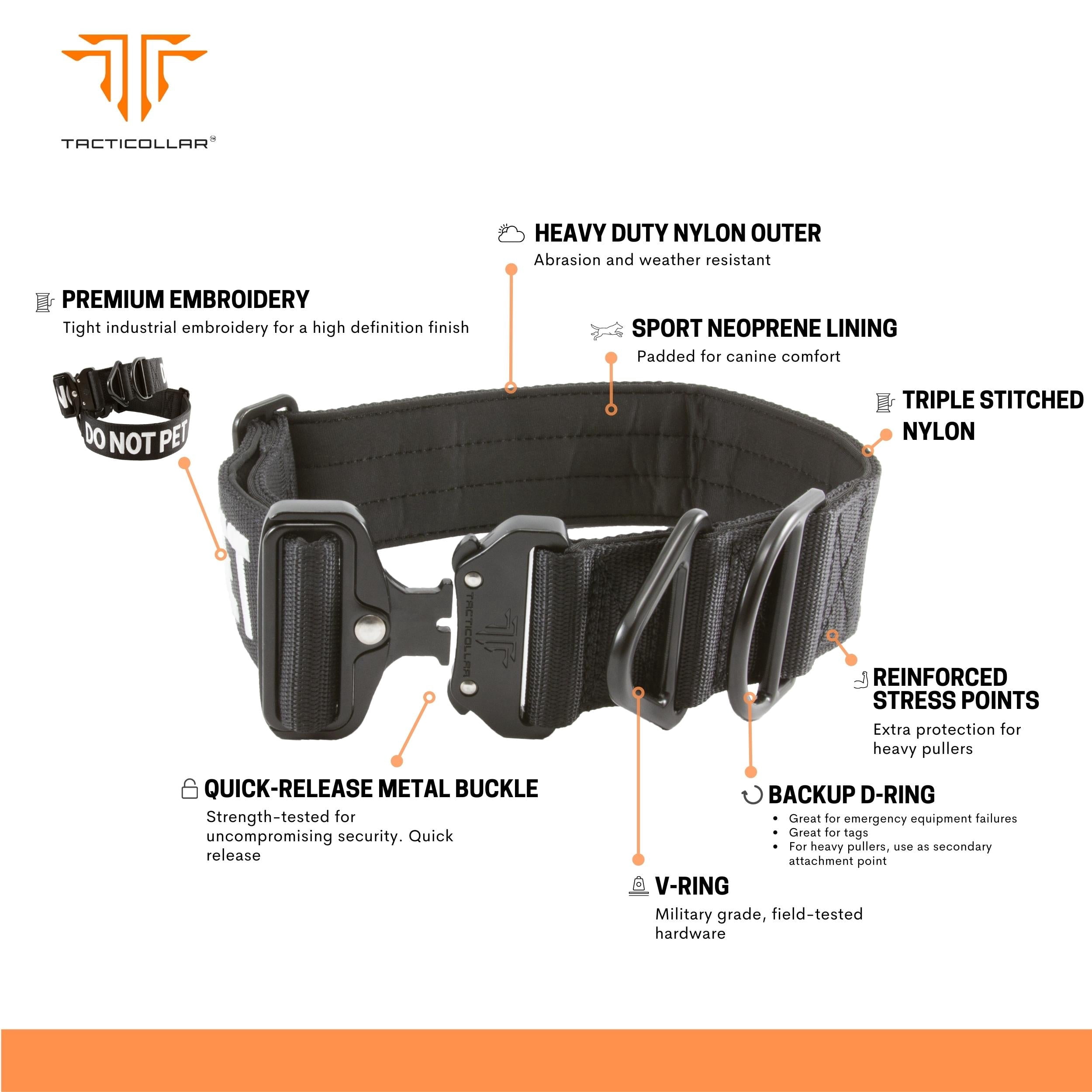 Tacticollar - DO NOT PET, 1.5 inch and 2 inch Nylon Collar for Small, Medium and Large Dogs, Neoprene Padded Inside, Communicate Your Dogs Needs to Prevent Accidents