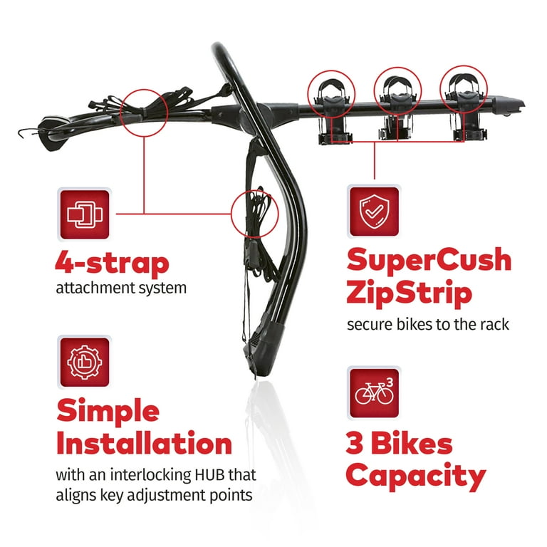 Free Shipping Yakima FullBack 3 Bike Car Trunk Bike Strap Rack with ZipStrips Black Walmart