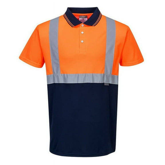 Portwest S479 Two-Tone Polo Safety Shirt Orange/Navy, Medium