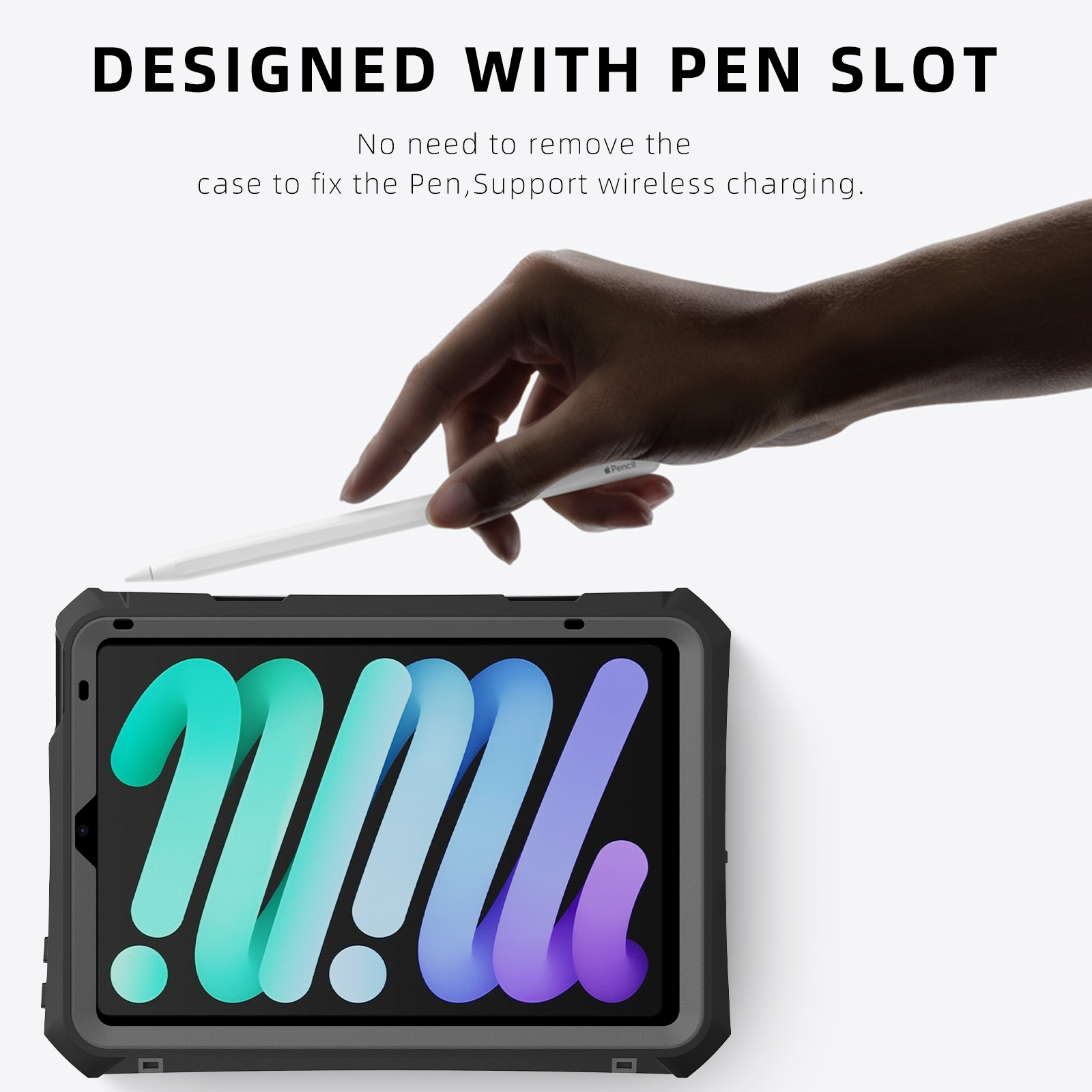 ELEHOLD Waterproof Rugged Case for iPad Mini 6th Generation IP68 Underwater with Screen Protector Kickstand Pencil Holder Lanyard Shockproof Dustproof Protective Case for iPad Mini 6