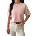 thumbnail image 3 of Suéteres de Verano para Mujer, de Corta, Cuello Redondo, Ligeros, Holgados, Elegantes, Informales, Tipo Blusa Rosa L, 3 of 8