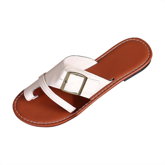 WRKEKC Womens Sandals Vintage Beach Casual Toe Post Simple Slip On Flat Spring Summer Shoes for Women Outdoor Footwear