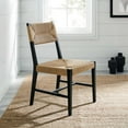 thumbnail image 2 of Side Dining Chair, Black Natural, Wood, Modern Contemporary Farmhouse Coastal, Kitchen Room Cafe Bistro Restaurant Hospitality, 2 of 7