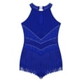 thumbnail image 4 of YONGHS Robe de Danse Latine à Franges pour Filles, Costume de Bal à Sequins, Tango Rumba, Tenue de Danse Bleue 14, 4 of 4
