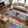 thumbnail image 2 of 5x7 Area Rugs, Vintage Floral Non-Skid Rubber Backing Large Rectangle Rugs - Living Room Bedroom Home Office, Farmhouse Botanical Flowers Indoor Floor Mat Carpets Washable Rug, 2 of 9