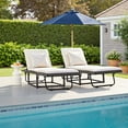thumbnail image 2 of Devoko 2PCS Patio Folding Rattan Chaise Lounge Chair with Adjustable Back, Outdoor Cushioned Recliner for Garden&Backyard, White, 2 of 7