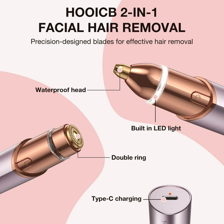 HOOICB 2-in-1 Facial Hair Remover with LED Light and Eyebrow Trimmer photo 5