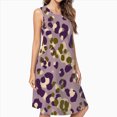 thumbnail image 2 of Purple Olive Leopard Print Casual Sleeveless Loose Sundress Dress For Women Summer Dress Daily Woman, 2 of 4