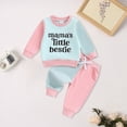 thumbnail image 3 of Towmus Baby Boy Girl Fall Clothes Set Color Block Long Sleeve Letter Print Sweatshirt Pants Toddler Infant Outfits 12 18 24 Months 2T 3T, 3 of 6