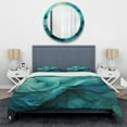 thumbnail image 3 of Designart "Turquoise Calm V" Abstract Landscape Bedding Covert Set - Abstract Landscapes Teal Landscapes Bed Set With 2 Shams, 3 of 6