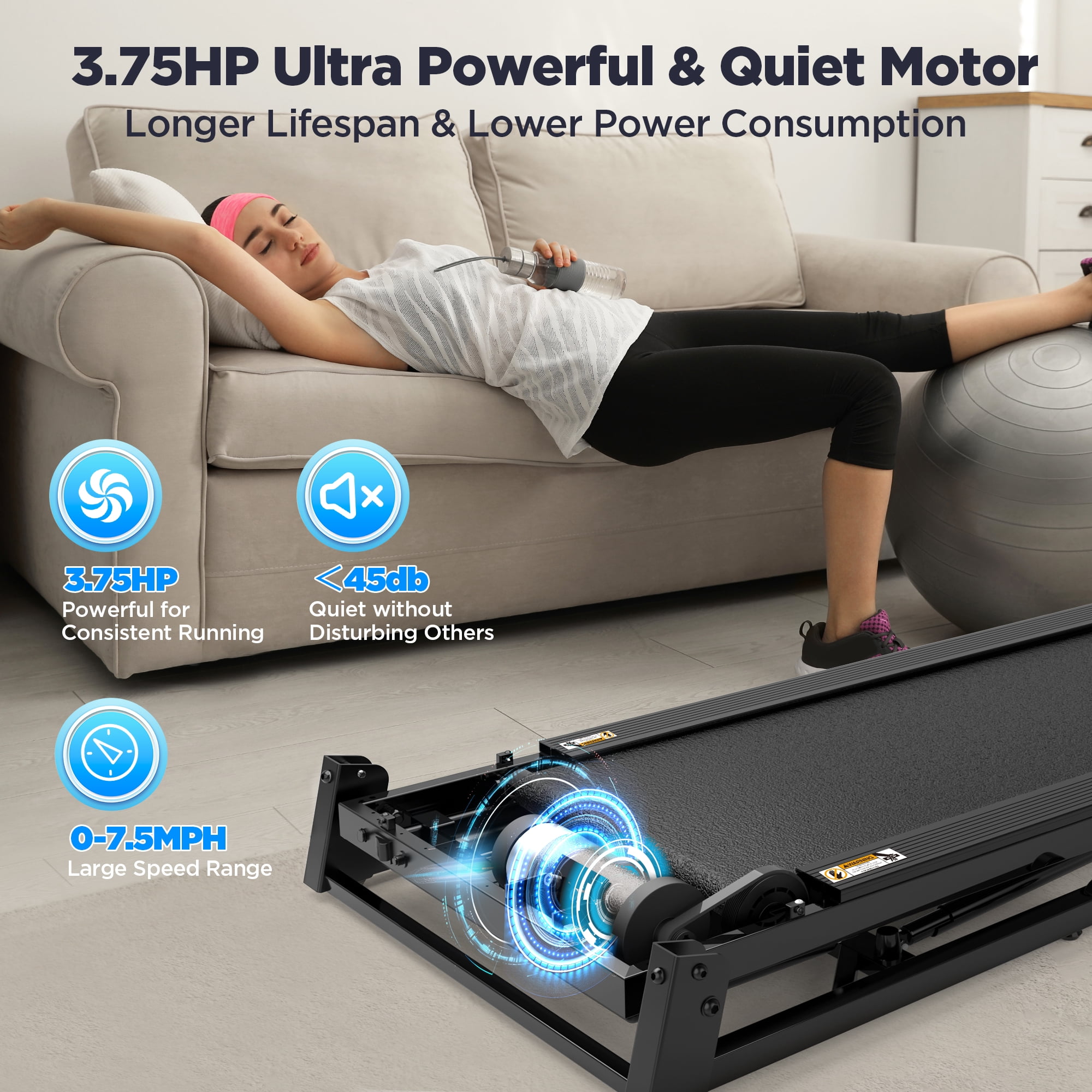 FaayFian 300LBS Capacity Folding Treadmill w/ Incline, Treadmill for Home, 3.75HP Portable Treadmill, 71 Programs, Wide Shock, Absorption Belt, Walking Running Exercise Machine
