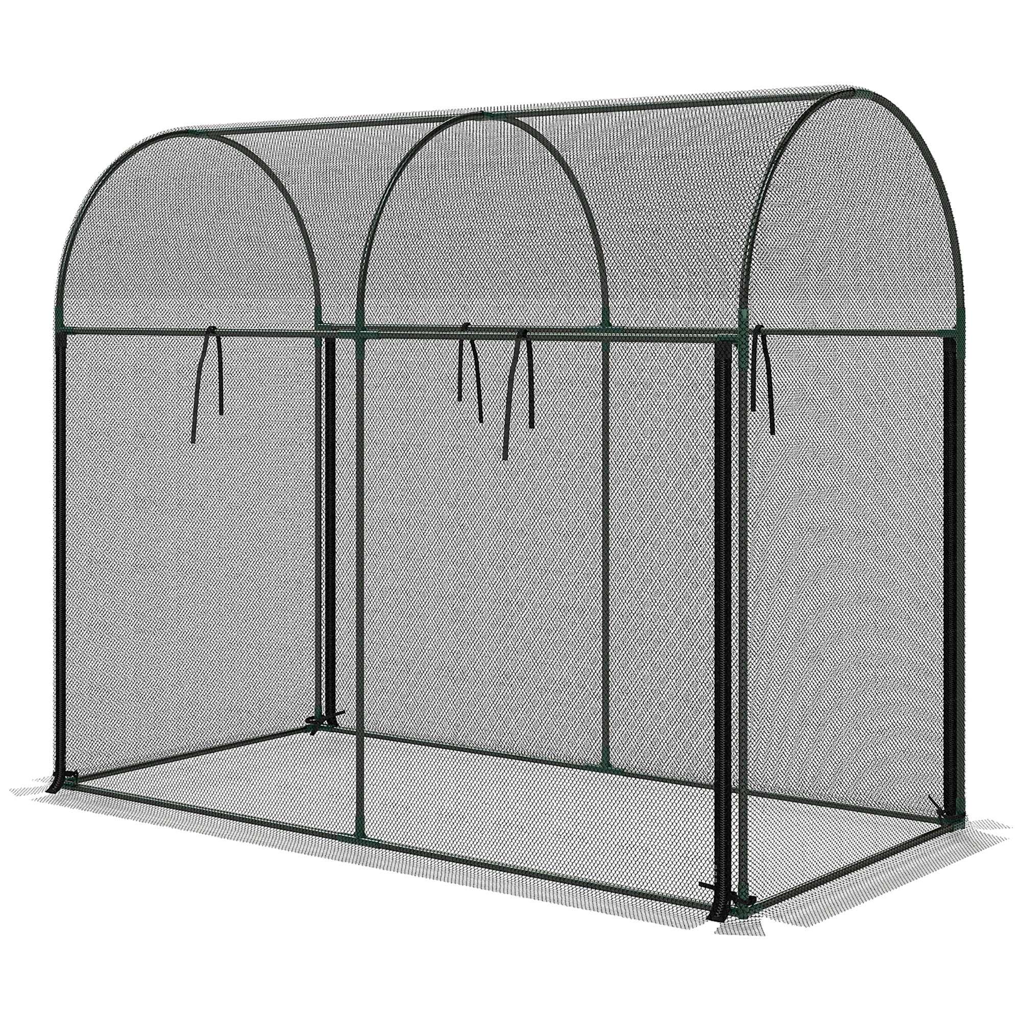 Plant Protector Crop Cage, HDPE Mesh Cover, Powder-Coated Steel Frame, Roll-Up Zippered Door, with U-Shaped Stakes for Vegetables & Climbing Crops
