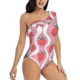 thumbnail image 3 of Pofeuu Strawberries Print Women's One Piece Swimsuits One Shoulder Swimwear Asymmetric Ruffle Monokinis Bathing Suits-X-Large, 3 of 6