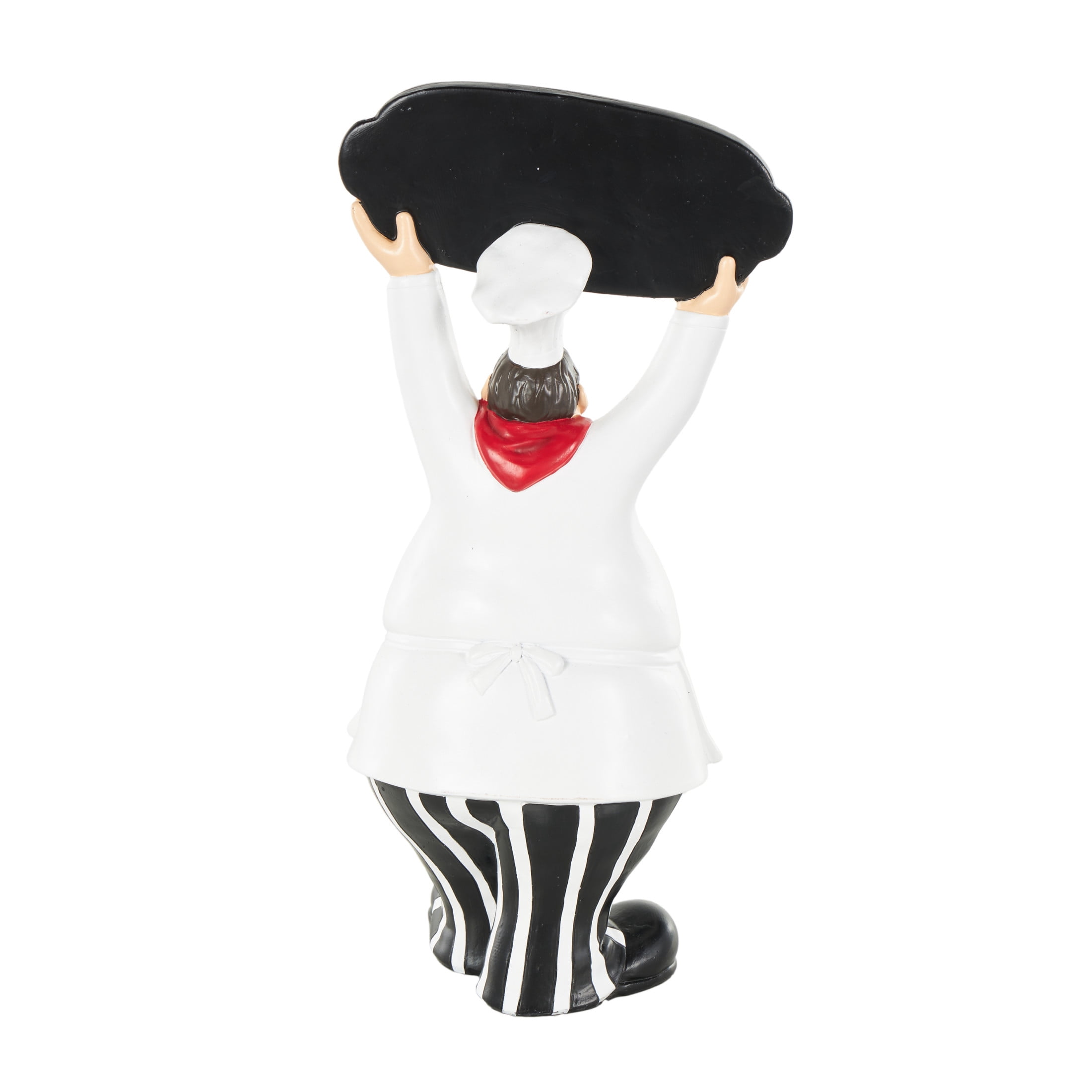 6" x 13" White Polystone Kitchen Decorative Figurine Chef Sculpture with Welcome Sign, by DecMode