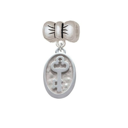Key - Oval Seal - Bow Charm Bead