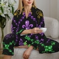 thumbnail image 4 of Goofa Mardi Gra Geometric Printed Women’s 2 Piece Pajama Set Super,Pajamas Women's Long Sleeve Sleepwear Soft Button Down Loungewear Pjs Lounge Set Nightwear-XX-Large, 4 of 9