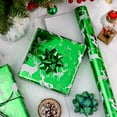 thumbnail image 6 of GRA  Christmas Wrapping Paper Roll - Mini Roll - Green Metallic Foil Shine Reindeer, Snowflake Gift Wrap for Christmas, New Year Celebration, Holiday - 17 Inch x 33 Ft(46.8 sq.ft.ttl.), 6 of 15