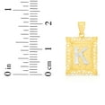 thumbnail image 4 of Floreo 10k Yellow Gold and White Gold 14.5mm or 18mm Personalized Alphabet Monogram A-Z Initial Square Pendant, 4 of 6
