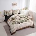 thumbnail image 2 of Castle Fairy Vintage Camper Twin Bedding Sets 7-Piece for Adults, Happy Camping Bedding Comforter Set for Bedroom, Mint Brown,Black Reversible, 2 of 7
