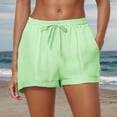 thumbnail image 4 of VNKIDY Comfortable Women Shorts Solid Color Casual Drawstring Pocket Stylish Plain Weave Summer Autumn Beach Shorts, 4 of 8
