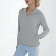 thumbnail image 2 of MIASHUI Chemise de Pêche Décontractée pour Femmes, Couleur Unie, Protection Solaire, Sensation de Soie Glacée, Respirante, pour Course, Cyclisme, Randonnée, Extérieur, Active, à Capuche, Gris, TG, 2 of 5