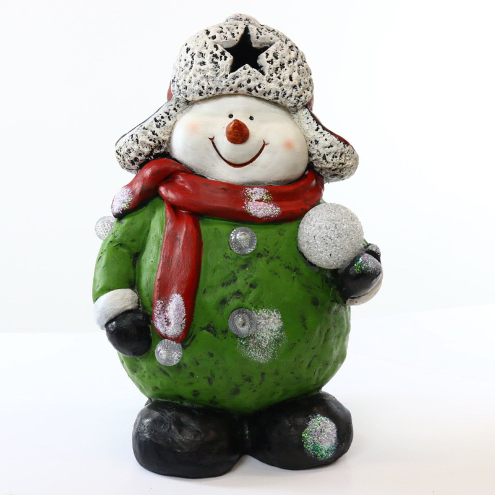 Alpine Snowman Holding Snowball Statue w/ 5 Color Changing LEDs and ...