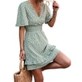 thumbnail image 5 of Liacowi Women Summer Mini Dress V Neck Short Sleeve Casual Short A-Line Dresses Print Flowy Sundress, 5 of 7