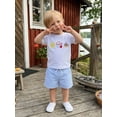 thumbnail image 4 of Conjunto de ropa de verano para bebé niño pequeño: top de manga corta con bordado de castillo playero y shorts a cuadros (2 piezas)., 4 of 8