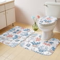 thumbnail image 4 of Summer Nautical Bathroom Rugs Set Red Blue Coral Seashell Coastal Vintage Non Slip Absorbent Soft Bath Mats 3 Piece Set with Bathroom Rug, U-Shaped Floor Mat, Toilet Seat Cover Large Size, 4 of 9