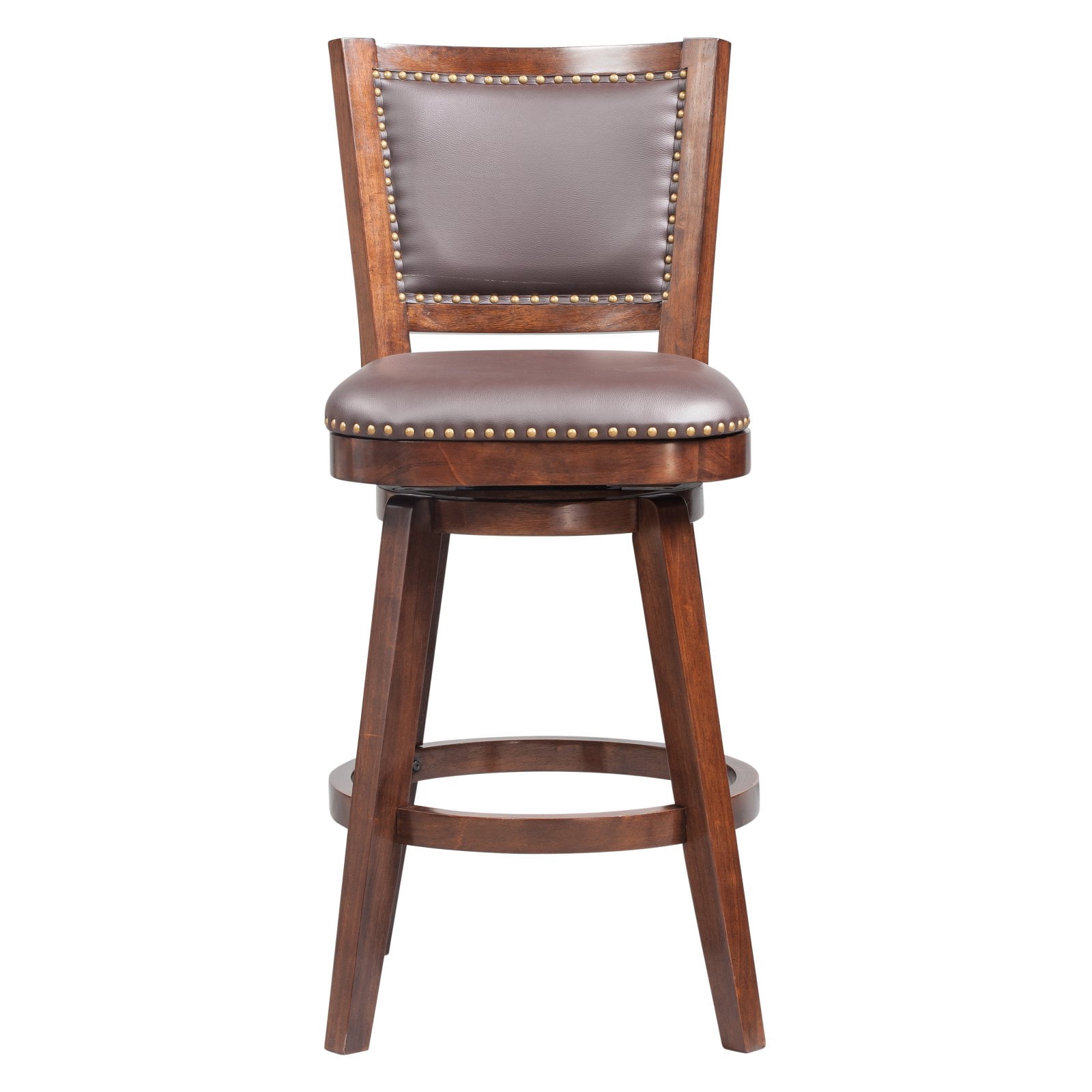 Boraam Broadmoor 29in. High Back Swivel Wood Bar Stool, Cappuccino Finish