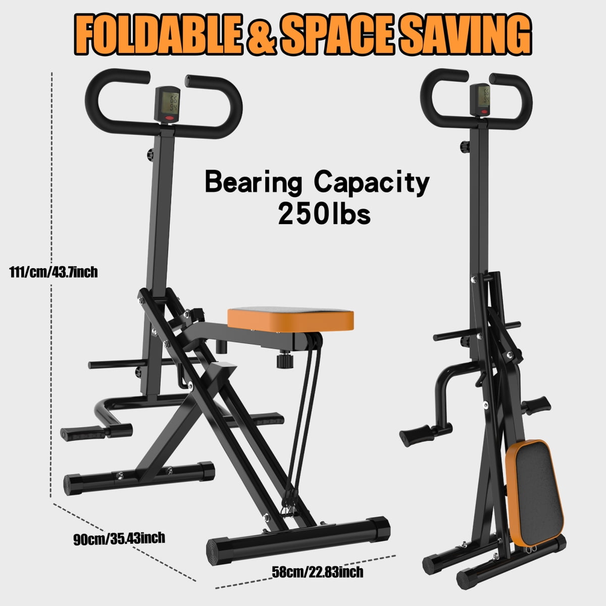 FENGFAN Squat Machine, Foldable Glutes Trainer with Resistance Bands, ABS+Rubber+Steel, Home Gym Workout, Black