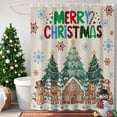thumbnail image 4 of Shower Curtain 60"W x 72"L Christmas Trees Gingerbread Man Snowflake Linen Fabric Shower Curtains Set with Hooks Water Repellent Bathroom Curtains Machine Washable Bathroom Accessories, 4 of 9