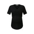 thumbnail image 2 of DYMADE Womens Summer Short Sleeve V-Neck Solid Color Pleated Nursing Breastfeeding Maternity T-Shirts, 2 of 4