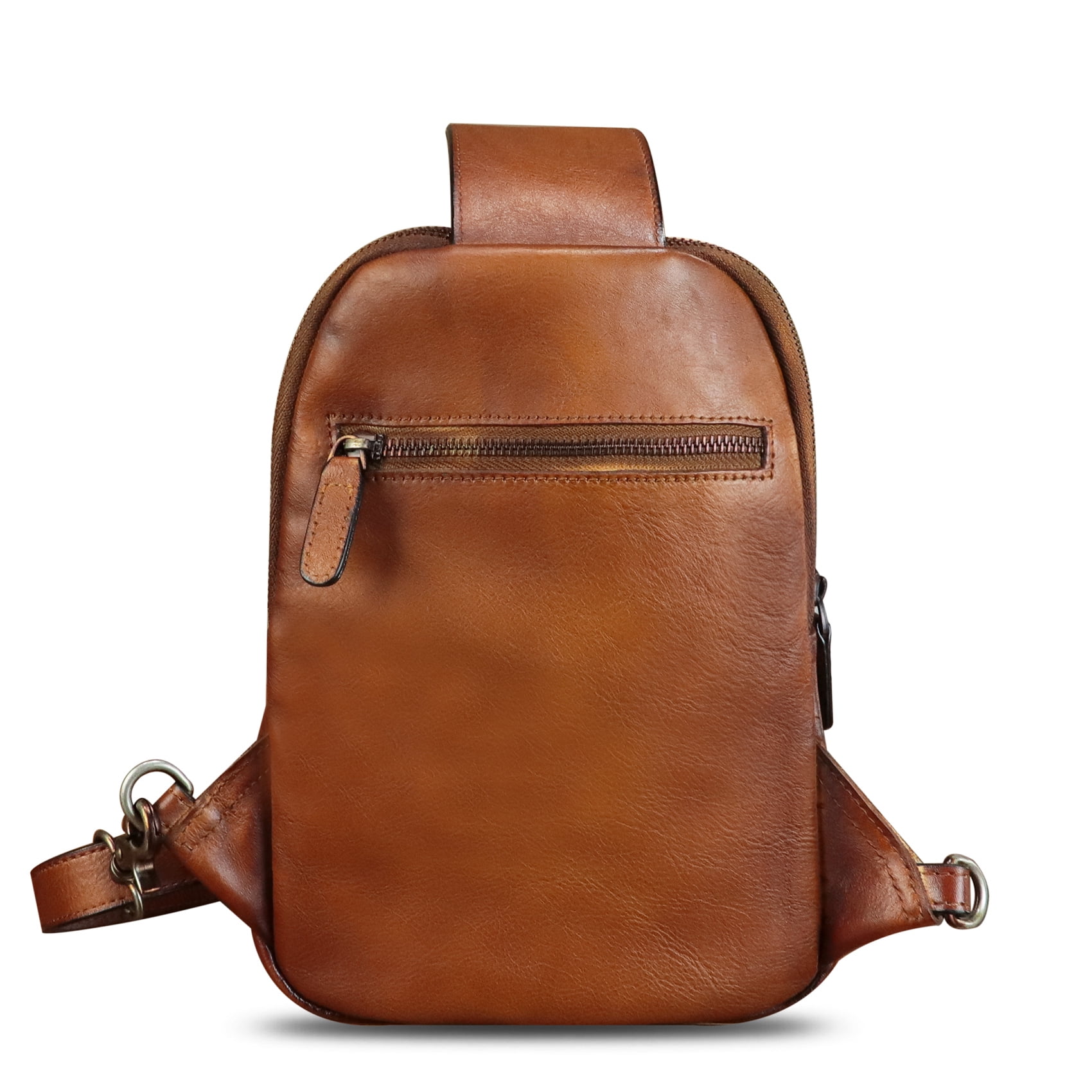 Genuine Leather Small Sling Bag for Women Men Sling Backpack Purse Crossbody Bag