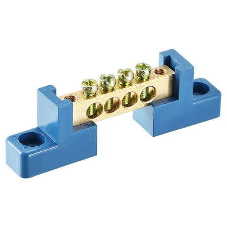 

Uxcell Bridge Design Terminal Screw Block Barrier Brass 4 Positions Blue