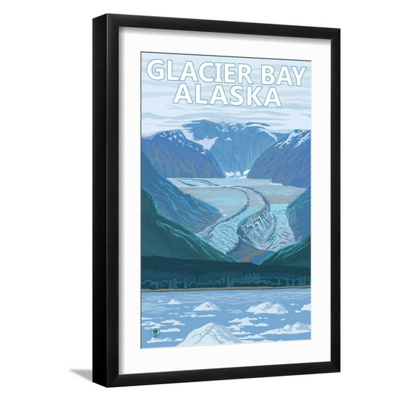 Art.com Glacier Bay, Alaska, Glacier Scene Art Print by Lantern Press, Black Frame Wall Art, 17" x 23"